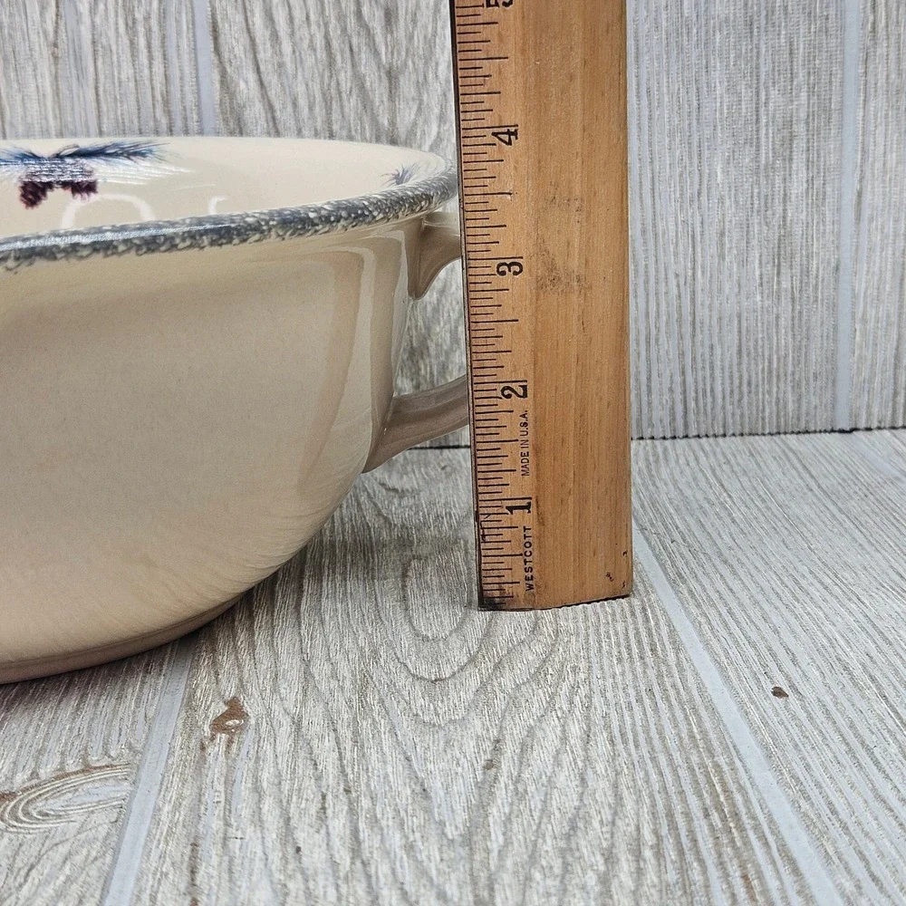 Home & Garden Party Stoneware Batter Bowl Pine Cone Spout Double Handle 2005